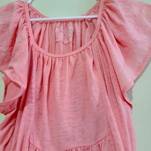 Juniors Pale Pink Flutter Top Size Small